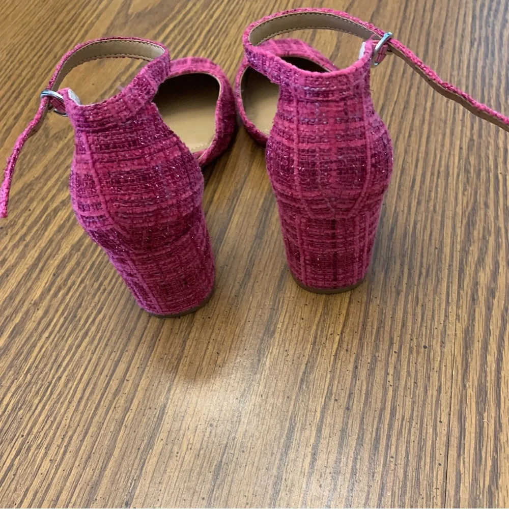 Kelly & Katie Jakie Fuchsia Tweed Ankle Strap Heels Size 6M - Picture 3 of 10